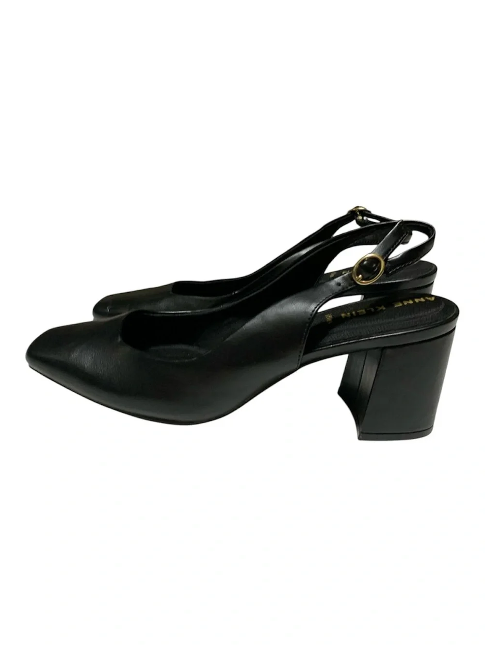 Anne Klein Black Slingback Square-Toe Heels